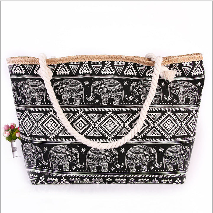 Spacious shopping bag in ethnic elephant design Kalsten