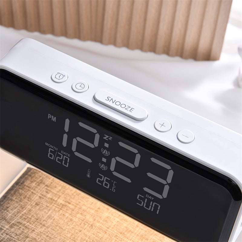 3-in-1 Bedside Lamp with Wireless Charger – LCD Alarm Clock & Touch Dimmable LED Table Lamp | Kalsten