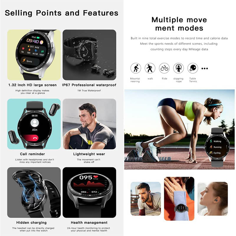 2-in-1 Smartwatch with Bluetooth Headphones | Kalsten