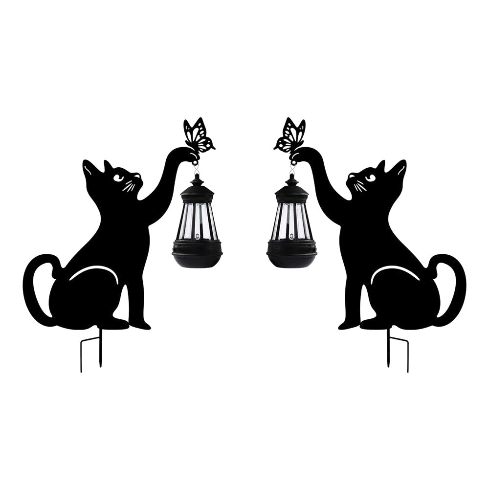Iron Silhouette Cat Waterproof Intelligent LED Black Hanging Solar Lights | Kalsten