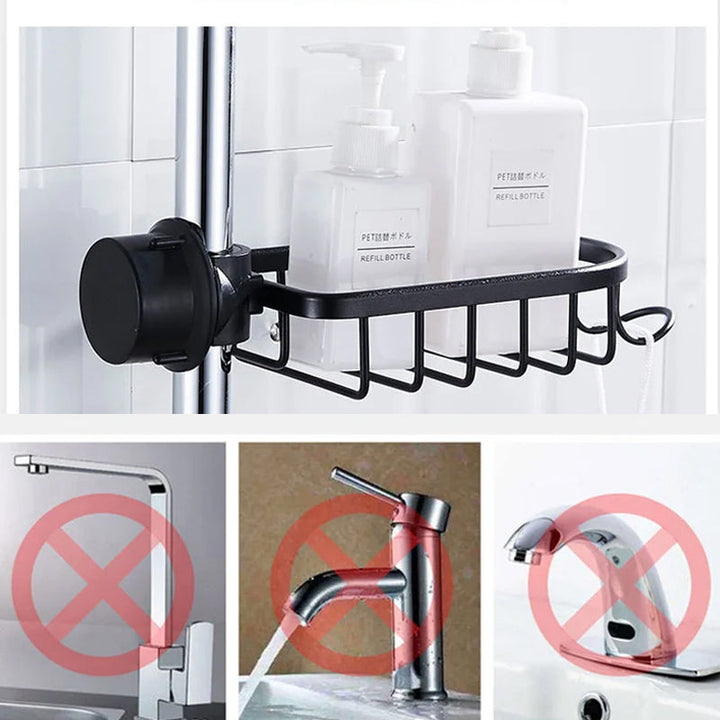 Kalsten | Shower holder for Shampoo & Soap – Stainless Aluminium – Silver or Black – No Drilling