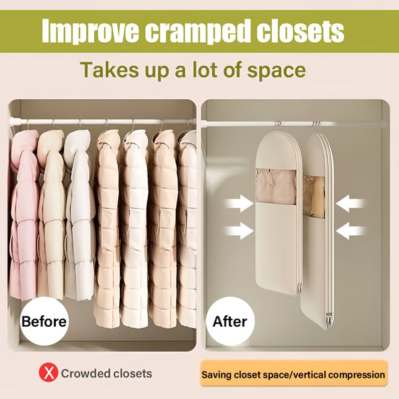 Kalsten | Space saving hanging garment bag with self-compressing zipper