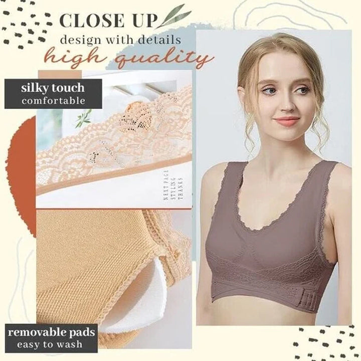 Kalsten | Front Cross-Side Buckle Lace Bra