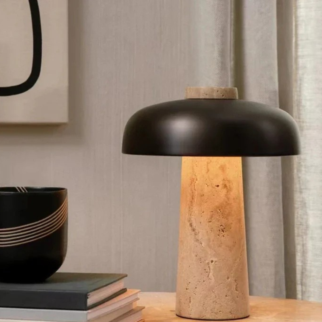 Luxury Travertine LED Table Lamp | Noxord