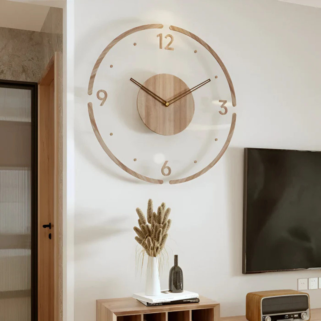 Silent Wall Clock WoodLight – Modern Clock with Acrylic Design for Living Room | Kalsten