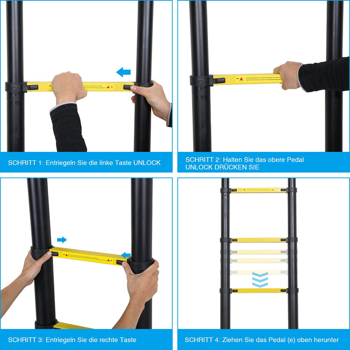 Telescopic Ladder Aluminum with Removable Hook | Kalsten