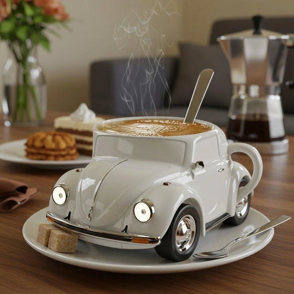 RetroAuto Ceramic Coffee Mug – Unique 3D Design for Coffee & Tea | Kalsten