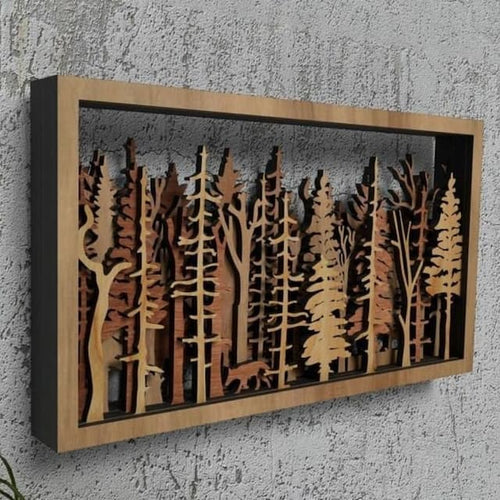 Kalsten | Wall Decor - WoodForrest 3D - Enchanting Forest Scene - Fox & Tree Shadow