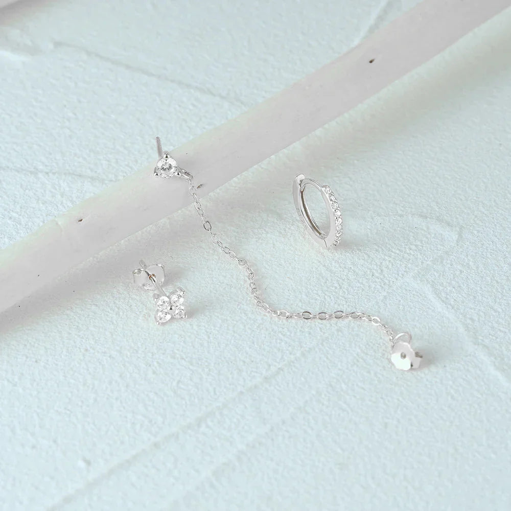 Kalsten | 3pc Dainty Floral Tassel Chain Earrings Set
