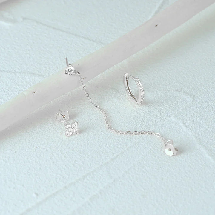 Kalsten | 3pc Dainty Floral Tassel Chain Earrings Set