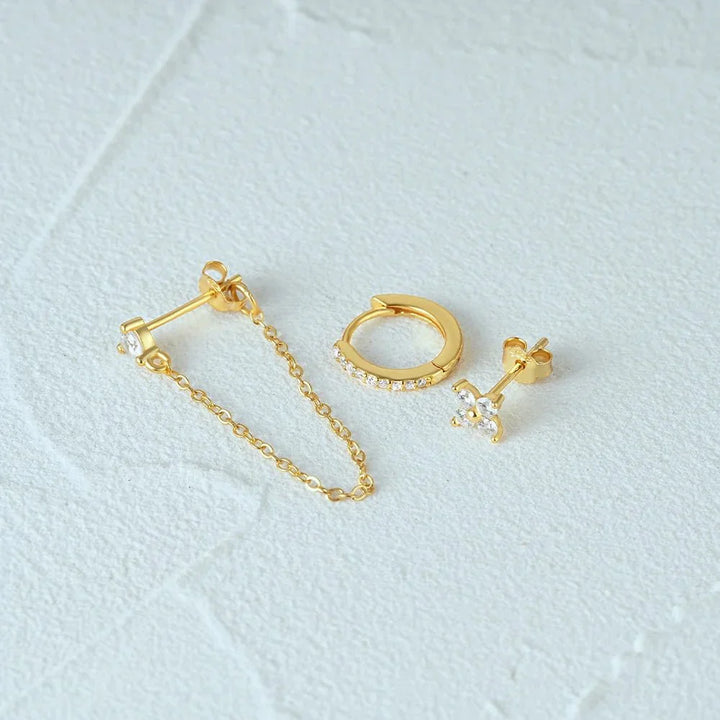 Kalsten | 3pc Dainty Floral Tassel Chain Earrings Set