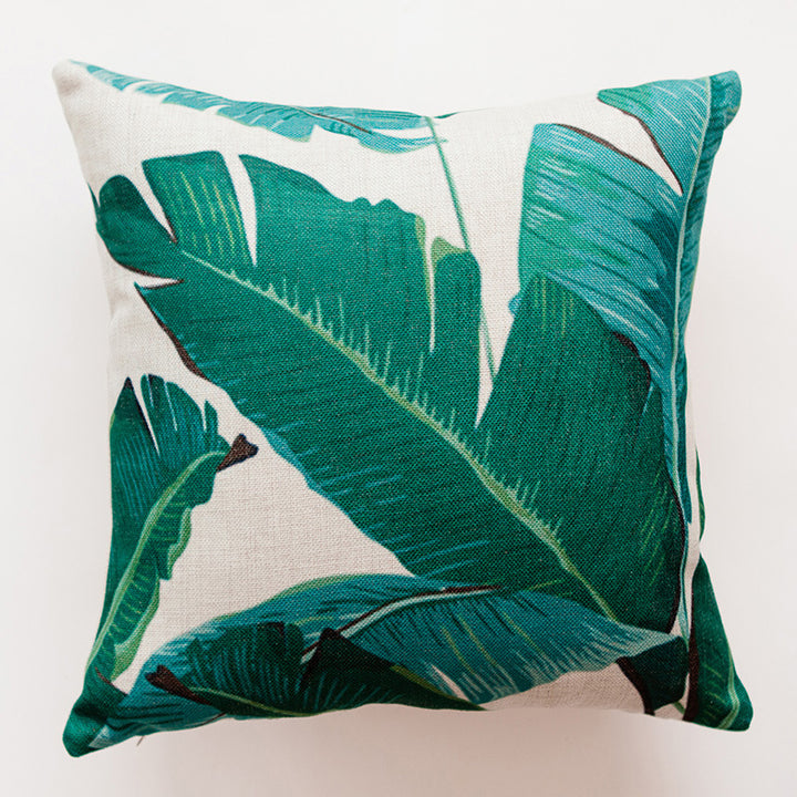Tropical Leaf Print Decorative Pillow