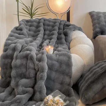 Winter Warm Faux Rabbit Fur Throw Blanket