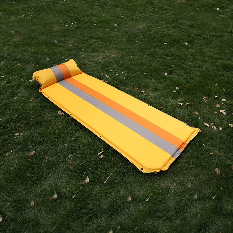 self-inflating camping sleeping pad with integrated pillow and insulated foam core Kalsten