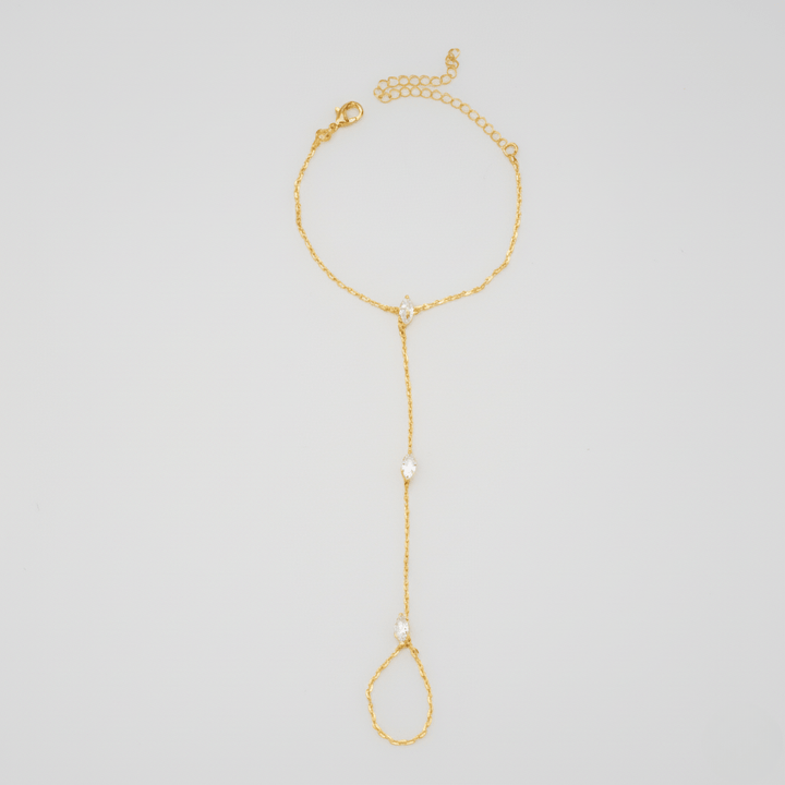 Kalsten | Adjustable Finger Ring Bracelet made of Stainless Steel with Crystals