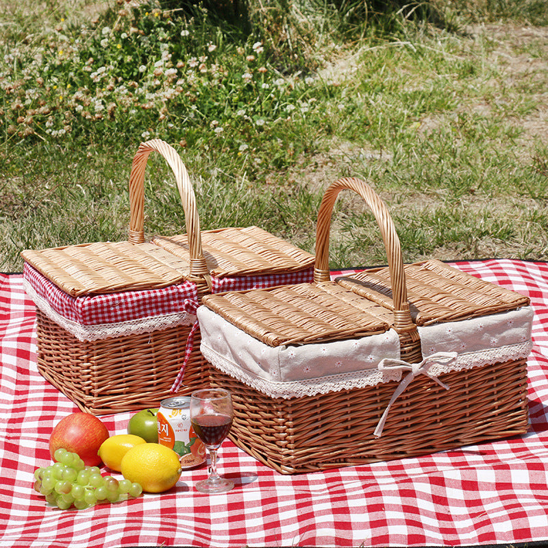 Women's braided basket with decorative fabric insert Kalsten