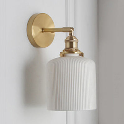 Porcelain Wall Light with Brass Lamp Socket Dining Room Foyer 5/6/8.5 Inch Wide 1 Light Modern Wall Lamp in White | Kalsten