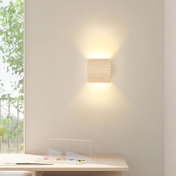NordiLume Scandinavian Square Wooden Wall Lamp