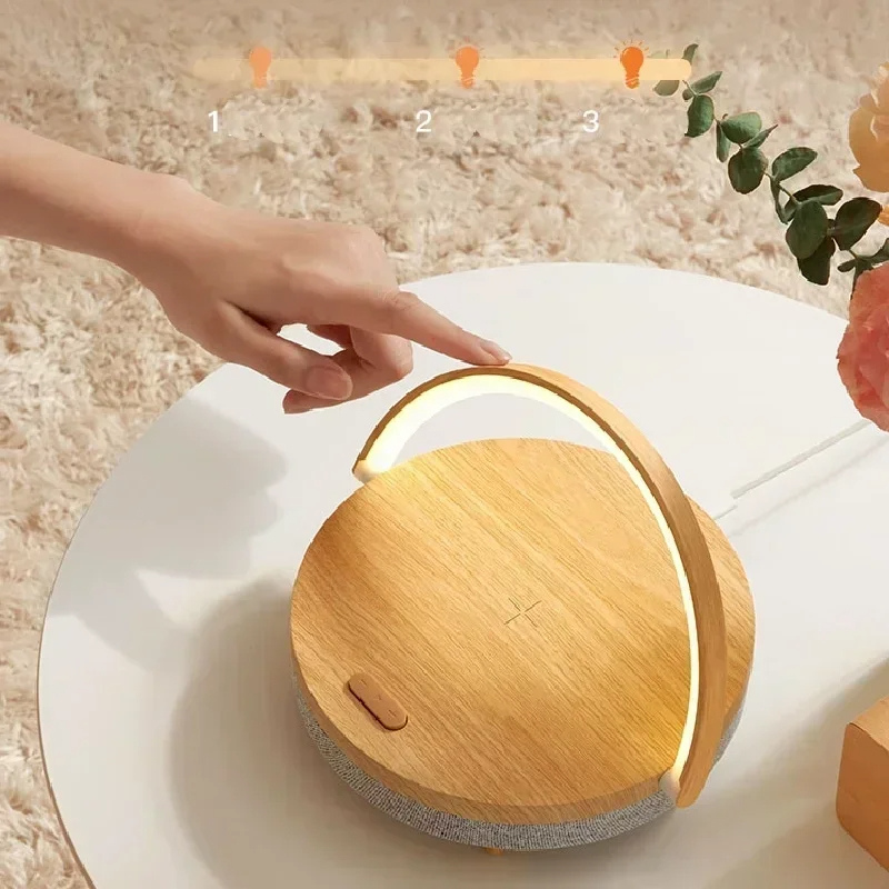Multifunctional Wooden Table Lamp with Bluetooth Speaker & Wireless Charger | Kalsten