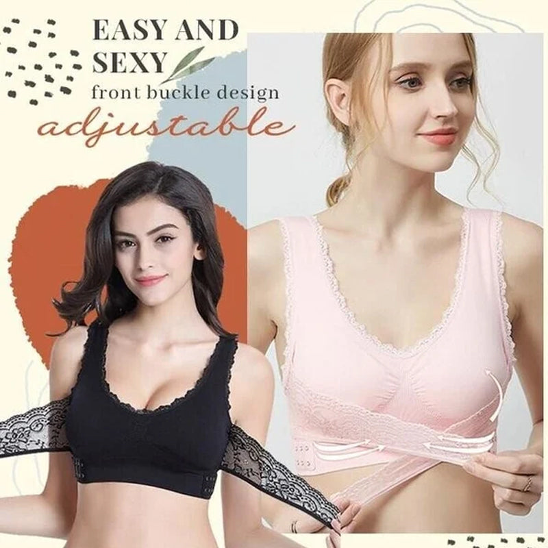 Kalsten | Front Cross-Side Buckle Lace Bra