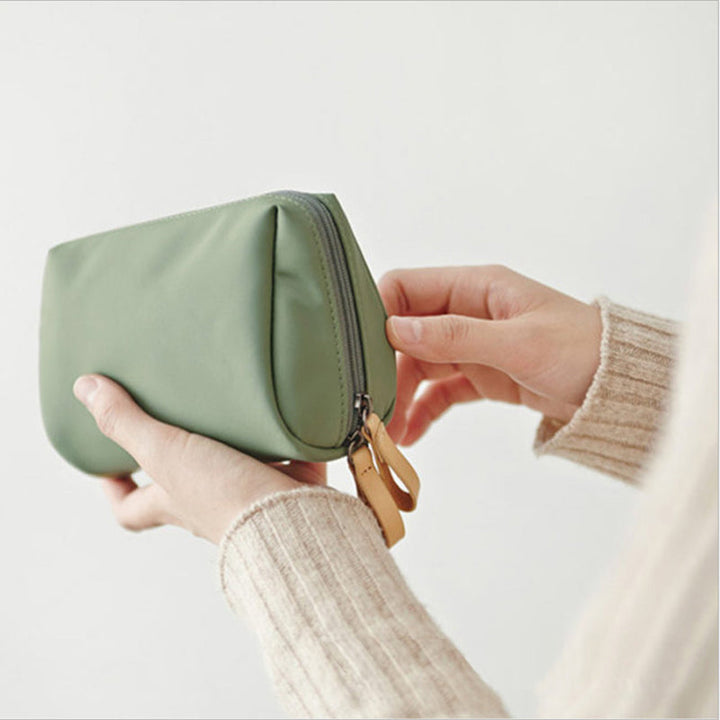 Solid color cosmetic bag with double zipper | Kalsten