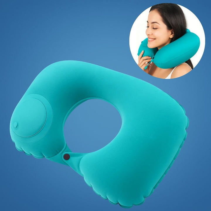 TravelThrive | Inflatable Travel Neck Pillow – Adjustable Firmness – Soft Velvet Cover – Neck Pain Relief – Compact for All Journeys Kalsten