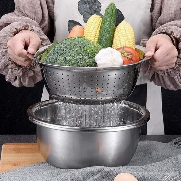 Vegetable cutter set with grater, sieve, and mixing bowl | Kalsten
