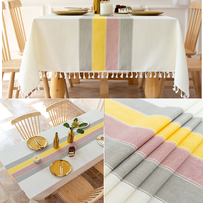 Kalsten | Waterproof Oil-resistant Rectangular Tablecloth Cotton Linen Wrinkle-resistant Tablecloth for Kitchen Dining Room Buffet Party