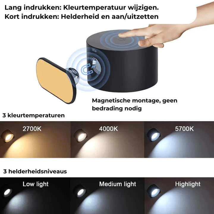 Wall lamp Rechargeable Wireless 360° | Kalsten