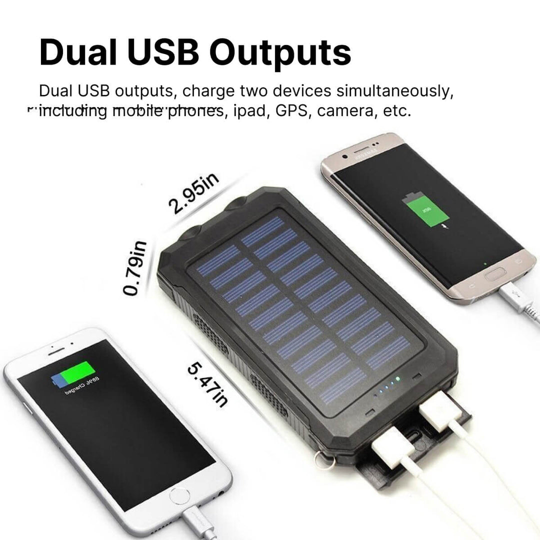 Solar Powered Waterproof Power Bank with USB Charger and Flashlight Noxord