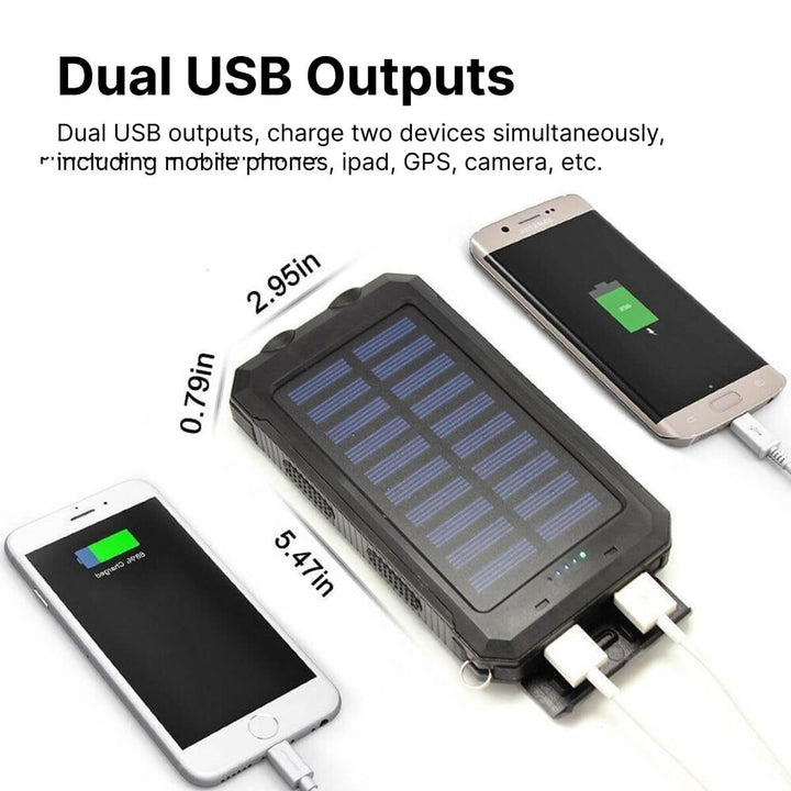 Solar Powered Waterproof Power Bank with USB Charger and Flashlight Noxord