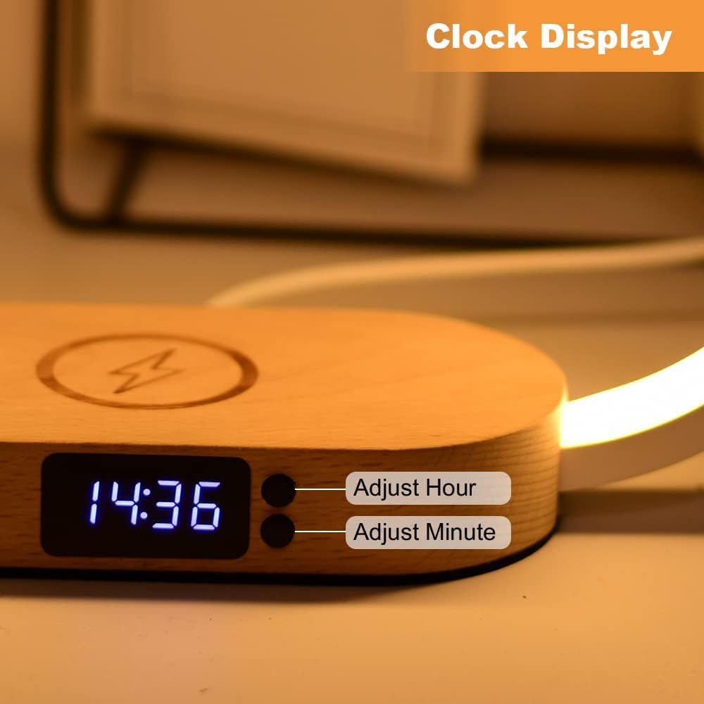 Wireless charging bedside lamp with clock – Lumora
