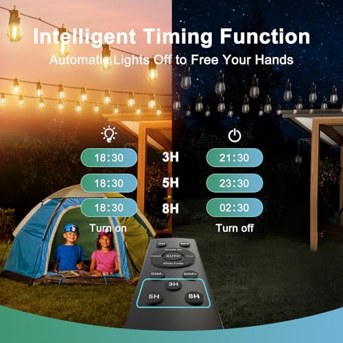 Kalsten | 52FT Solar String Lights for Outdoor with Remote Control, Warm White