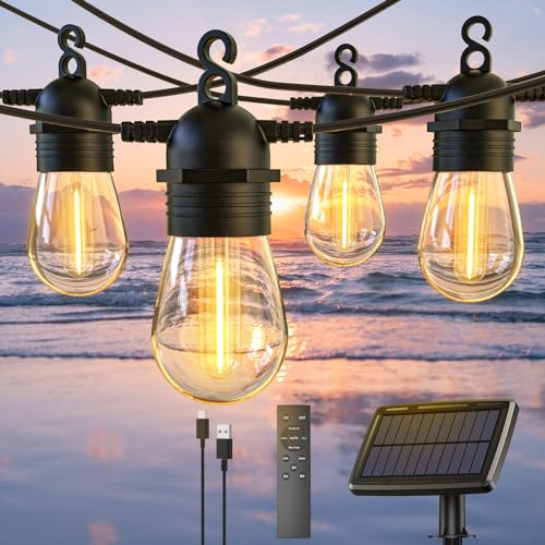 Kalsten | 52FT Solar String Lights for Outdoor with Remote Control, Warm White