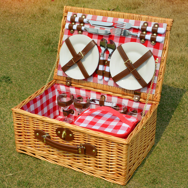 Women's picnic basket with extensive dish set and high-quality carrying strap Kalsten
