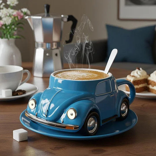 RetroAuto Ceramic Coffee Mug – Unique 3D Design for Coffee & Tea | Kalsten