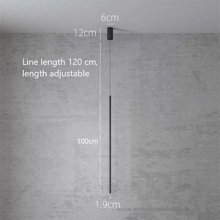 Slim Black Metal Pendant Bedroom Lamp Noxord