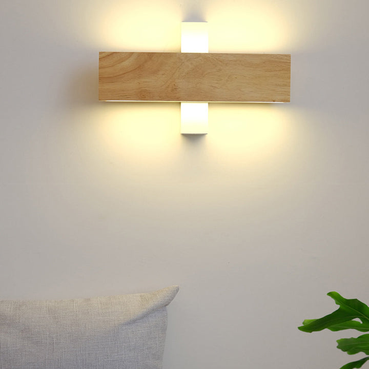Rotatable Minimalist Rectangular Wood Led Wall Lamp Wall Lights Fixture | Kalsten