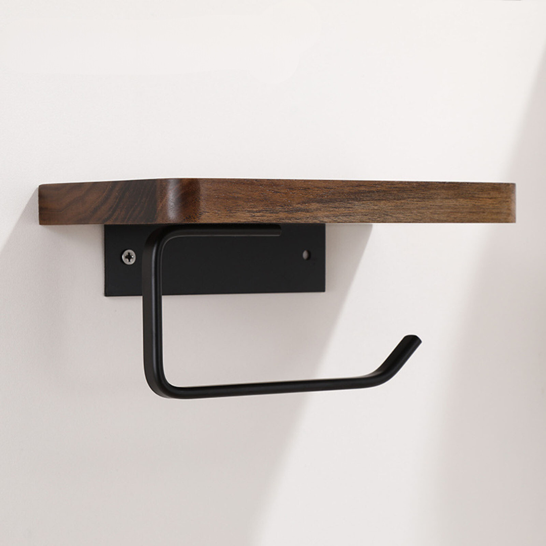 Elegant Wall-Mounted Toilet Paper Holder - made of Walnut and Stainless Steel Noxord