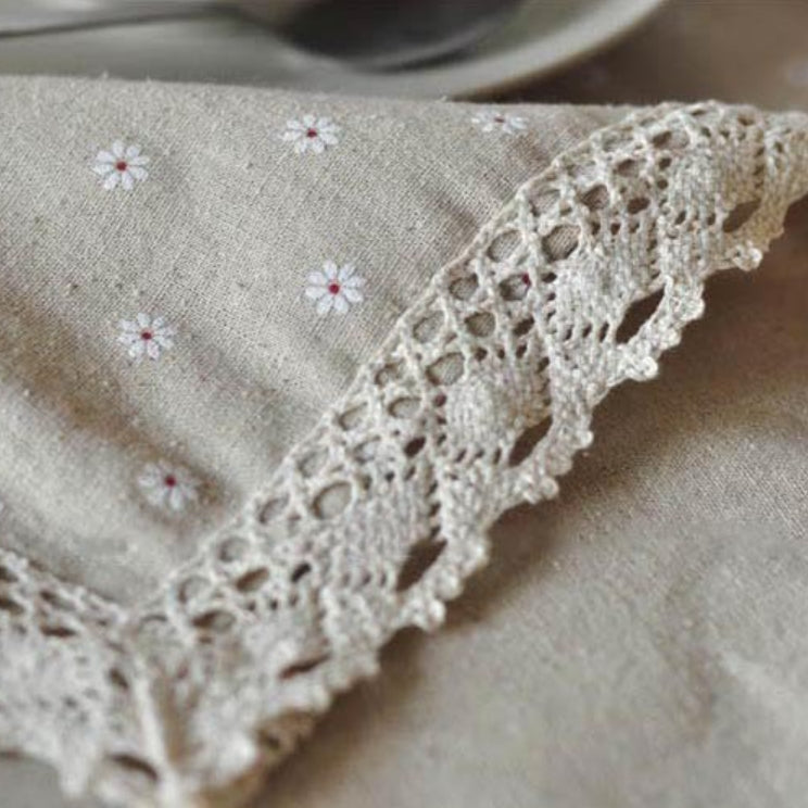Daisy Print Cotton Linen Tablecloth | Kalsten