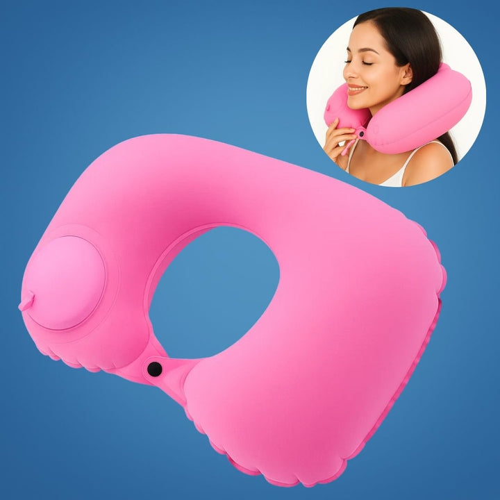 TravelThrive | Inflatable Travel Neck Pillow – Adjustable Firmness – Soft Velvet Cover – Neck Pain Relief – Compact for All Journeys Kalsten