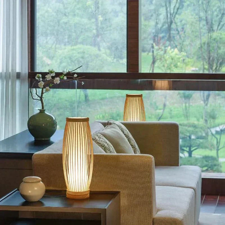 Japanese Bamboo Table Lamp with Warm Light | Kalsten