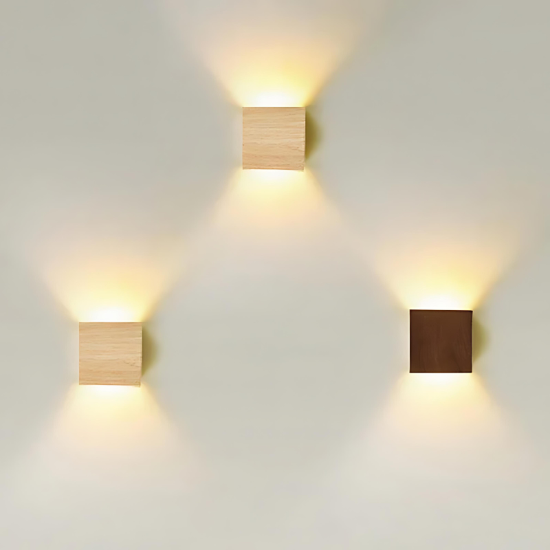 NordiLume Scandinavian Square Wooden Wall Lamp
