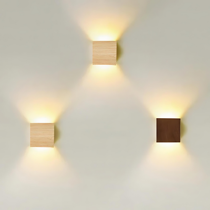 NordiLume Scandinavian Square Wooden Wall Lamp