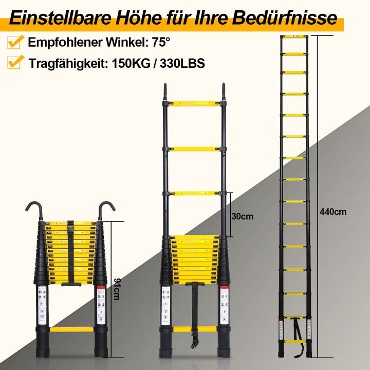 Telescopic Ladder Aluminum with Removable Hook | Kalsten