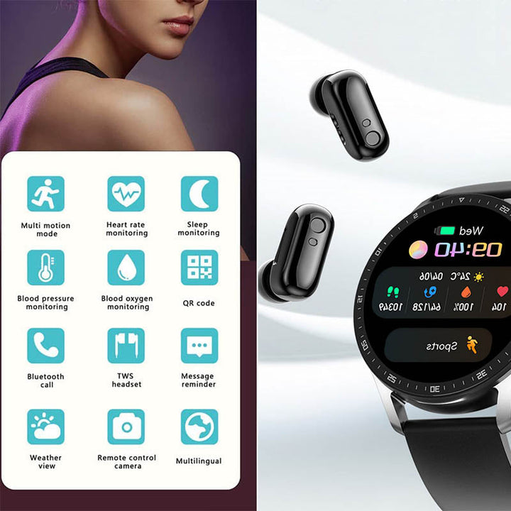 2-in-1 Smartwatch with Bluetooth Headphones | Kalsten