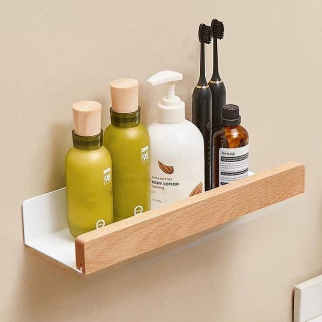 Kalsten | Solid Wood Bathroom Organizer Shelves Without Drilling
