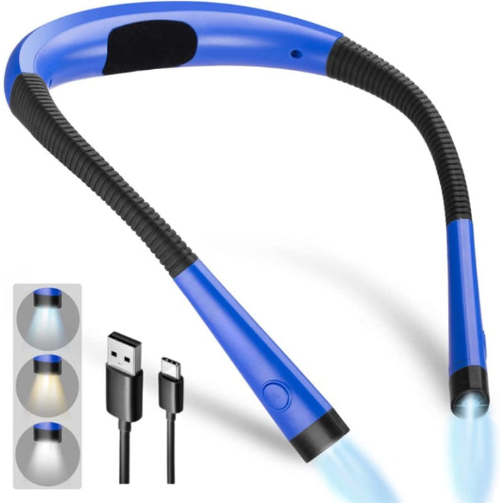Kalsten | LED Neck Reading Lamp, Book Light for Reading in Bed, 3 Colors, 6 Brightness Levels, Flexible Arm, Rechargeable, Durable, Perfect for Reading, Knitting, Camping, Repairing