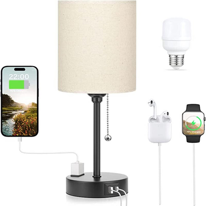 Elegant Table Lamp with Smart Charging Options and Three Colors Noxord