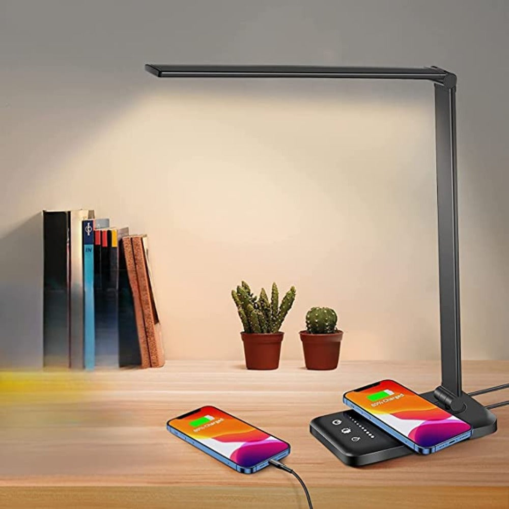 LED Desk Lamp - Table Lamp with USB Charging Port, 5 Light Settings and Brightness Levels Noxord
